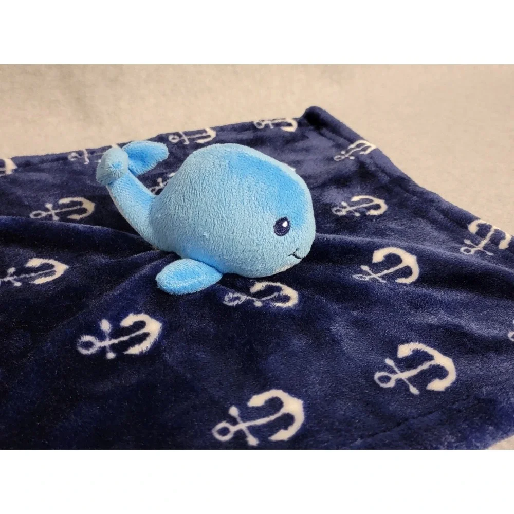 HB Hudson Baby Whale Anchor Nautical Plush Navy Blue Lovey Security Blanket